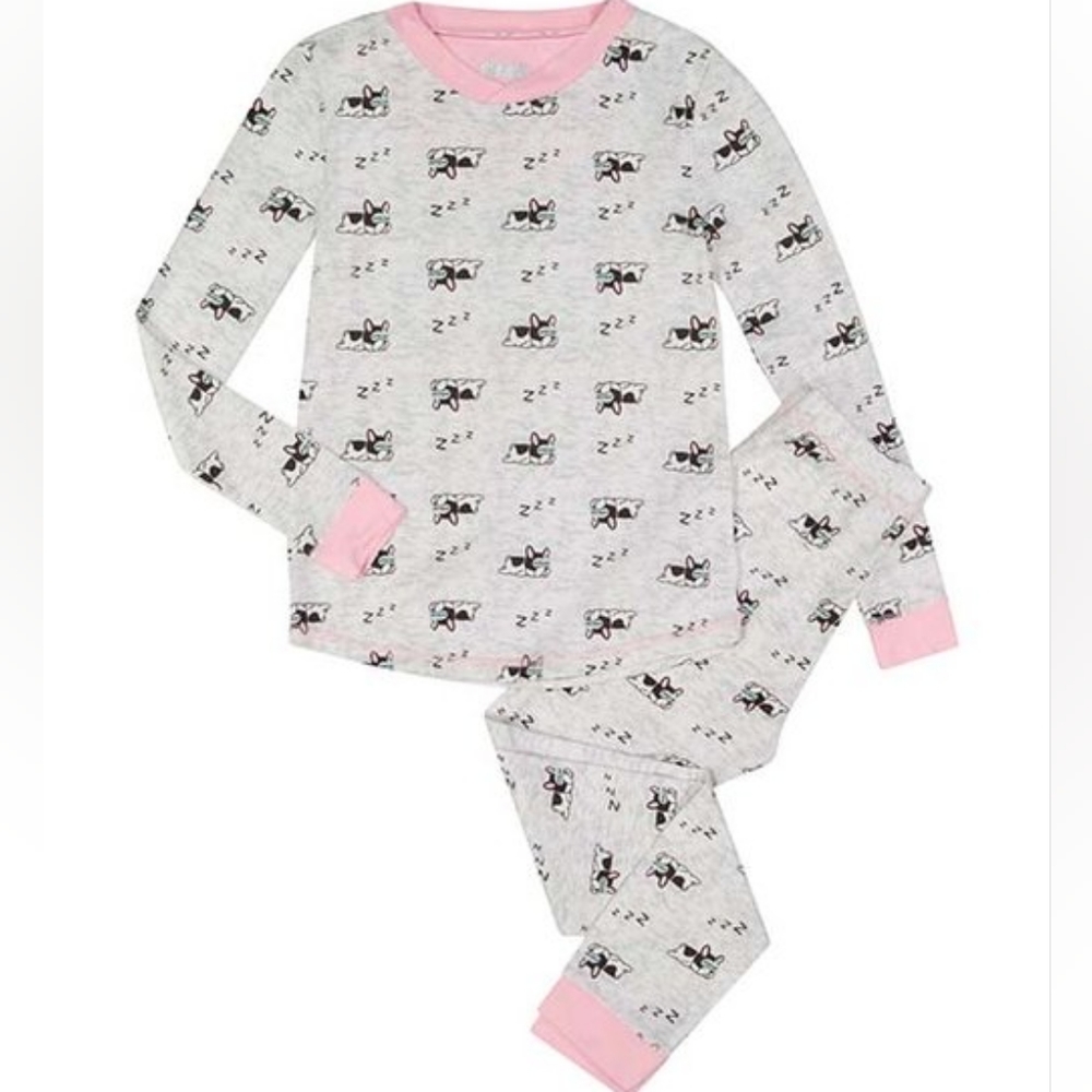 Frenchie dog Girls Pajama Set NWT Pink Piping. 4T